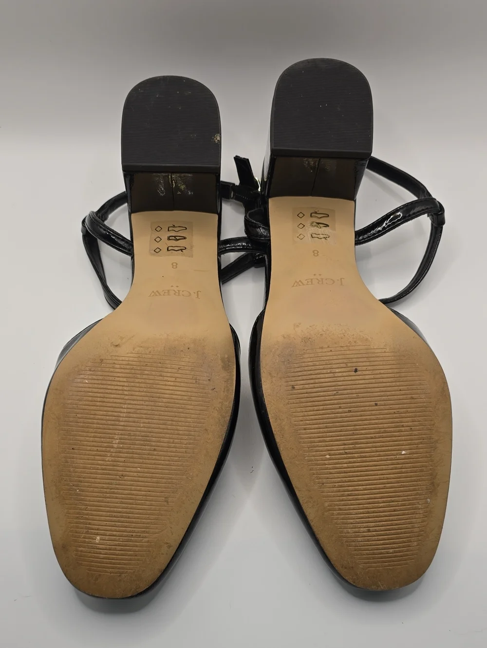 J. Crew Black Patent T-Strap Block Heels